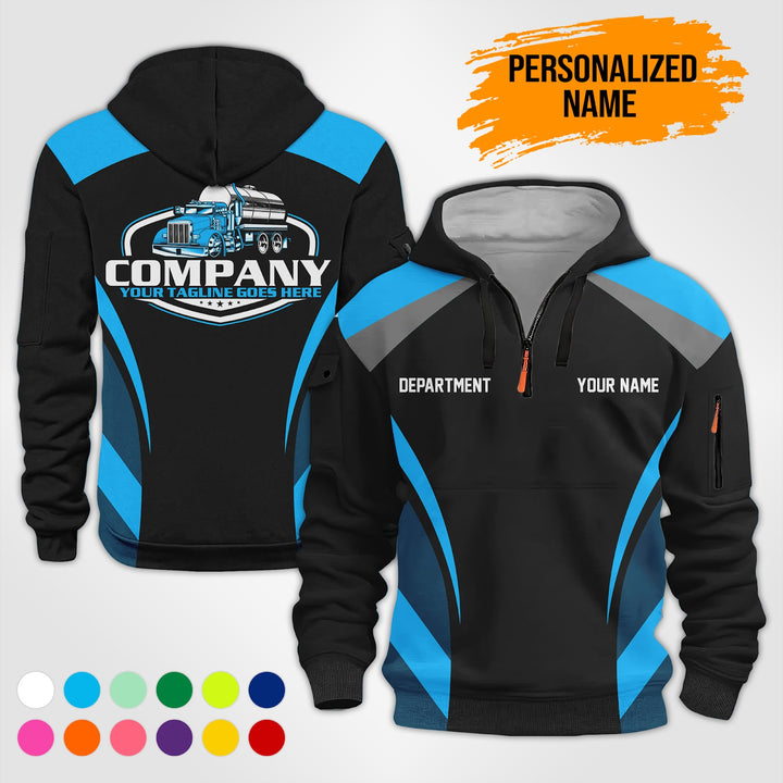 Personalized Name Tank Truck 3D Printed Quarter Zip Hoodie PU630