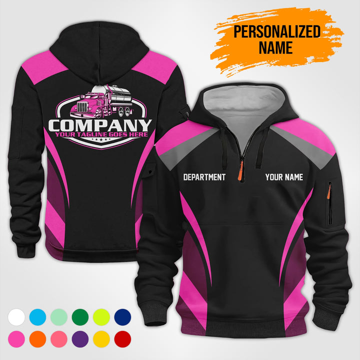 Personalized Name Tank Truck 3D Printed Quarter Zip Hoodie PU630
