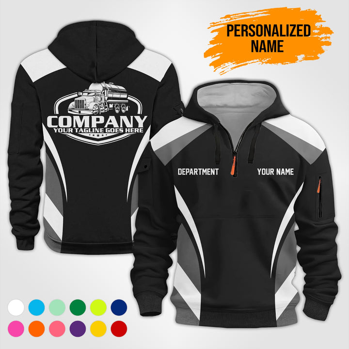 Personalized Name Tank Truck 3D Printed Quarter Zip Hoodie PU630