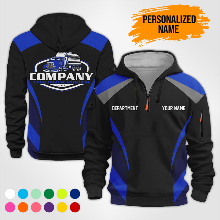 Personalized Name Tank Truck 3D Printed Quarter Zip Hoodie PU630