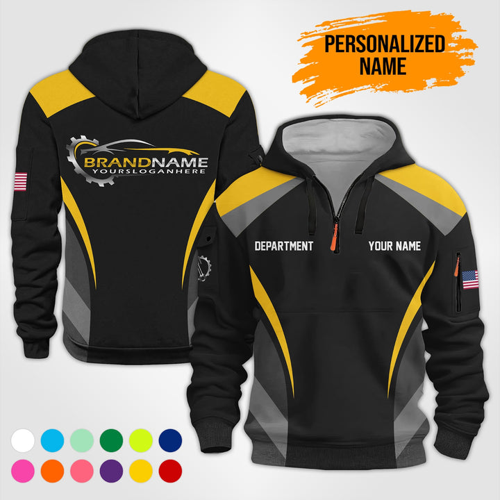 Customized Text and Logo Mechanic Uniform 3D Quarter Zip Hoodie PU632