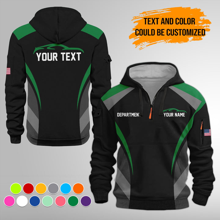 Customized Text and Logo Mechanic Uniform 3D Quarter Zip Hoodie FY399