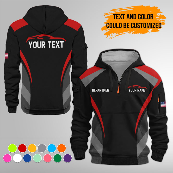 Customized Text and Logo Mechanic Uniform 3D Quarter Zip Hoodie FY399