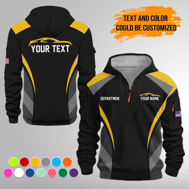 Customized Text and Logo Mechanic Uniform 3D Quarter Zip Hoodie FY399