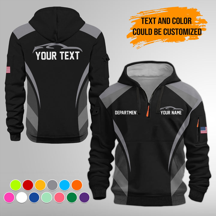 Customized Text and Logo Mechanic Uniform 3D Quarter Zip Hoodie FY399