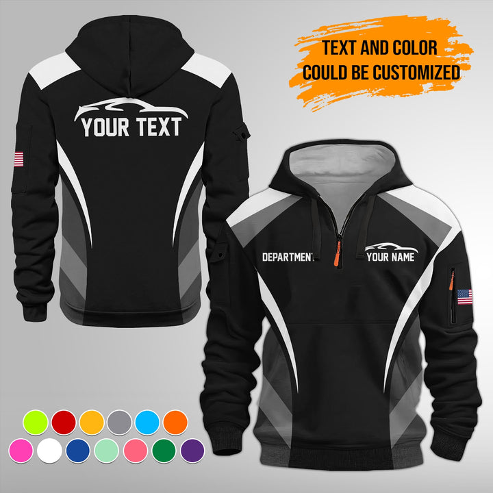 Customized Text and Logo Mechanic Uniform 3D Quarter Zip Hoodie FY399