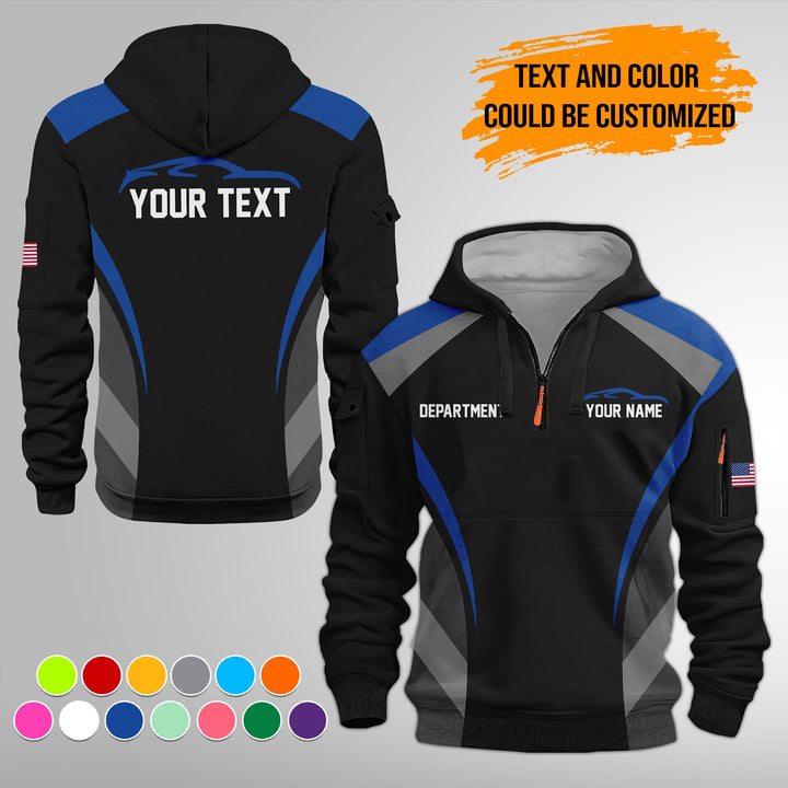Customized Text and Logo Mechanic Uniform 3D Quarter Zip Hoodie FY399