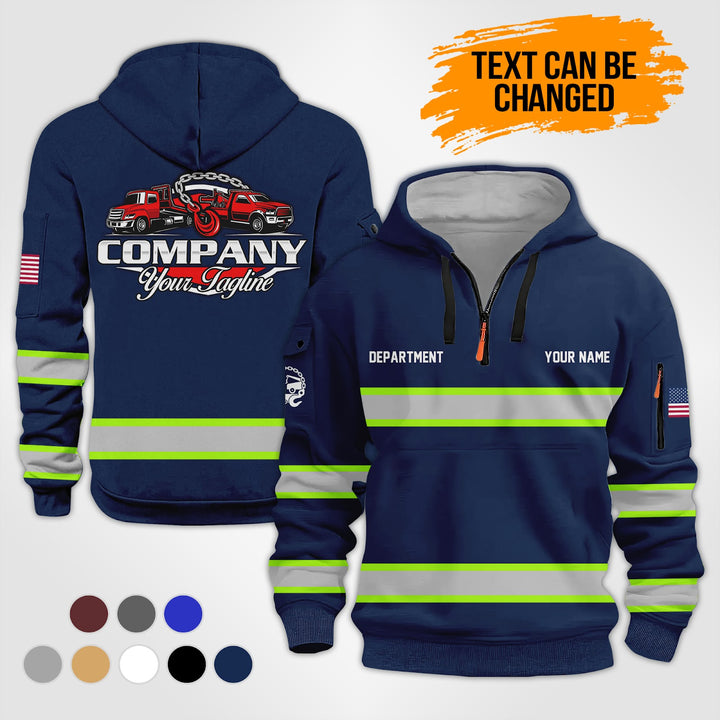 Personalized Name Tow Truck 3D Quarter Zip Hoodie KS926