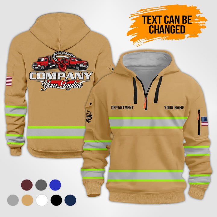 Personalized Name Tow Truck 3D Quarter Zip Hoodie KS926