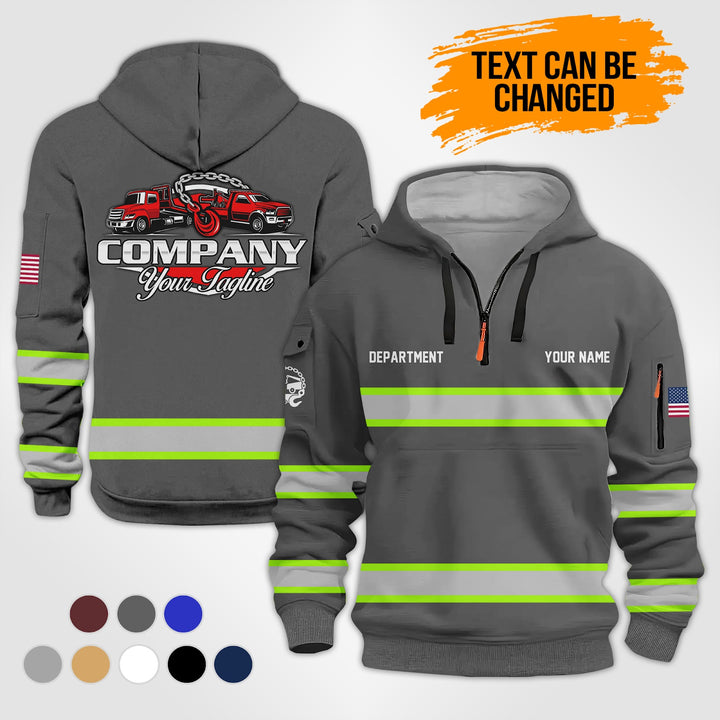Personalized Name Tow Truck 3D Quarter Zip Hoodie KS926