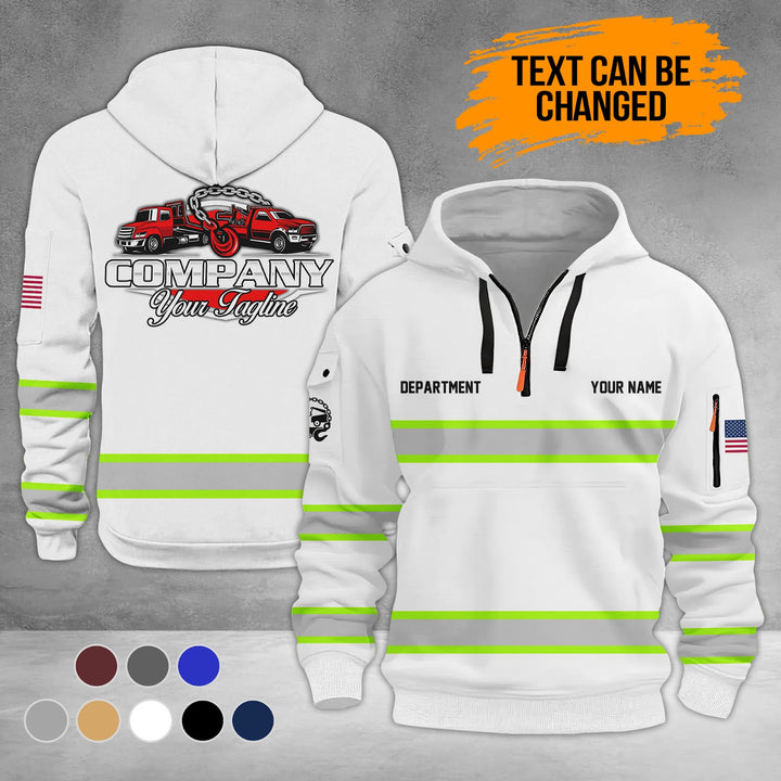 Personalized Name Tow Truck 3D Quarter Zip Hoodie KS926