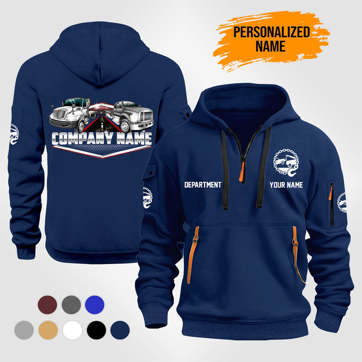 Personalized Name Tow Truck 2D Quarter Zip Hoodie TZ989