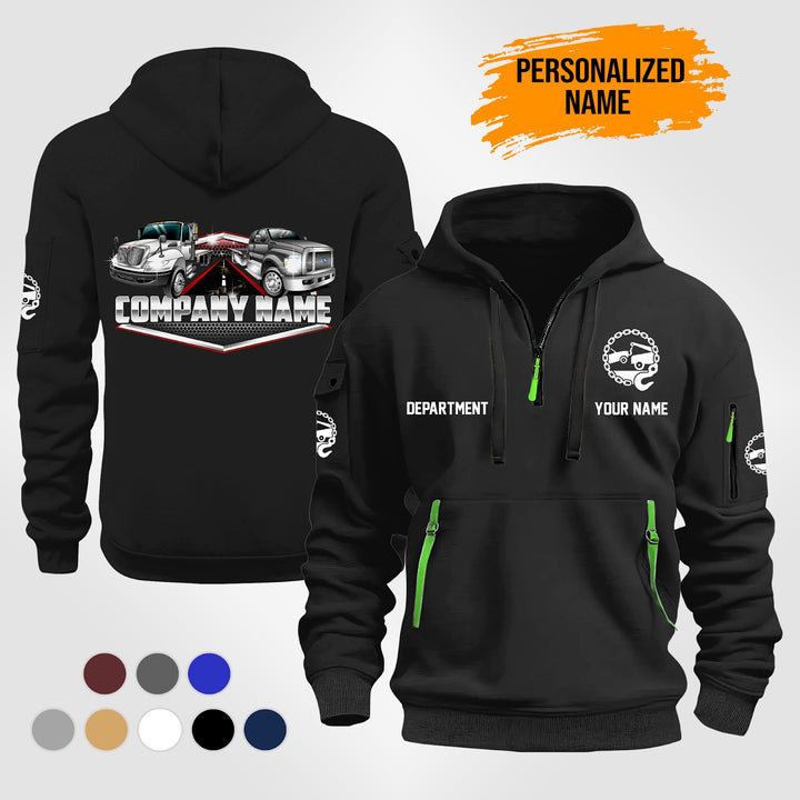 Personalized Name Tow Truck 2D Quarter Zip Hoodie TZ989