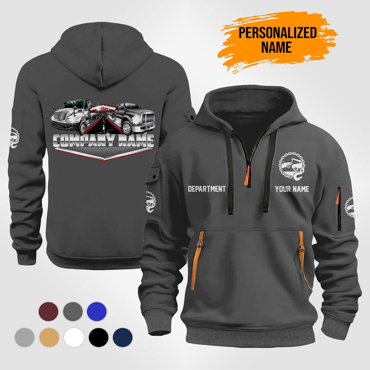 Personalized Name Tow Truck 2D Quarter Zip Hoodie TZ989