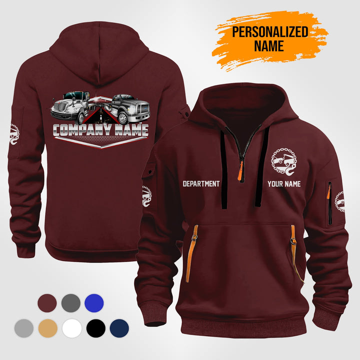 Personalized Name Tow Truck 2D Quarter Zip Hoodie TZ989