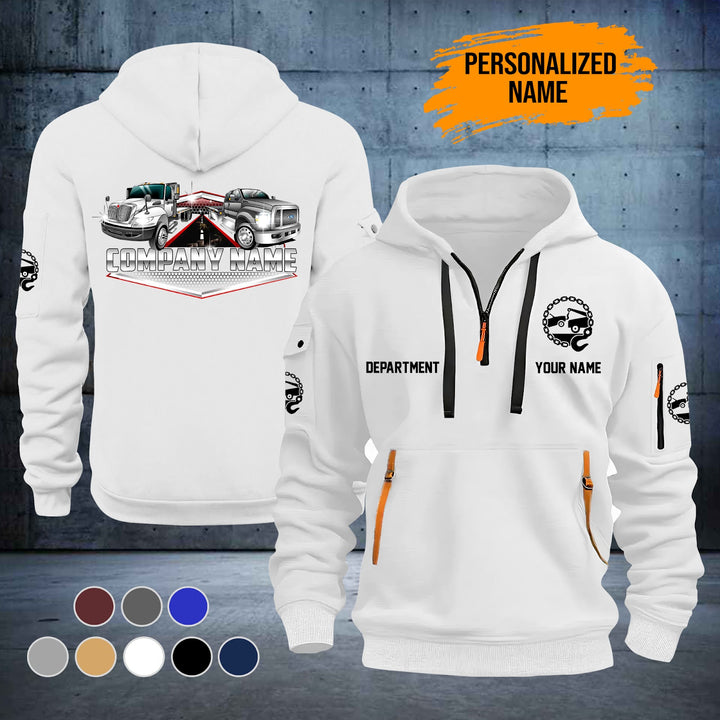 Personalized Name Tow Truck 2D Quarter Zip Hoodie TZ989