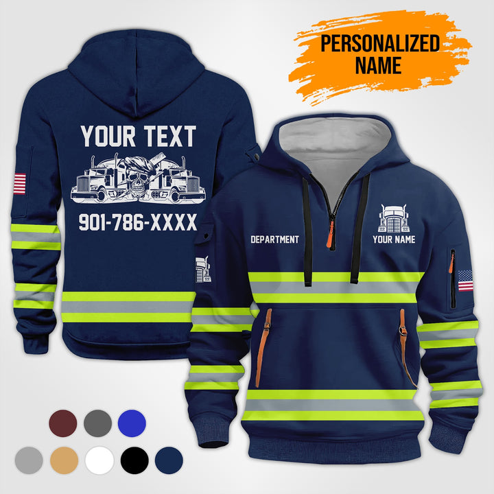 Personalized Name Semi Truck 3D Printed Quarter Zip Hoodie TZ993