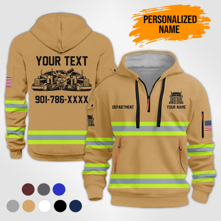 Personalized Name Semi Truck 3D Printed Quarter Zip Hoodie TZ993