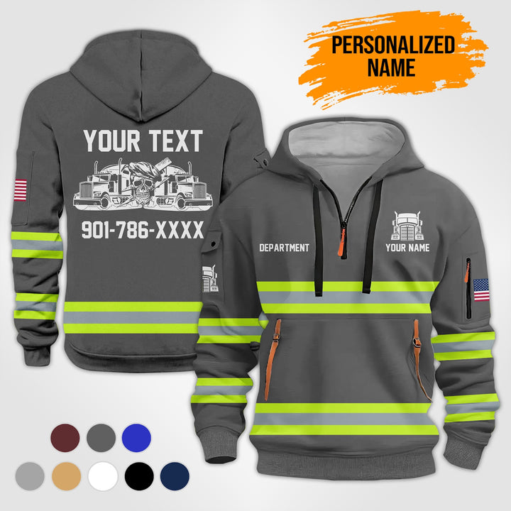 Personalized Name Semi Truck 3D Printed Quarter Zip Hoodie TZ993