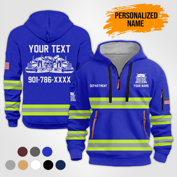 Personalized Name Semi Truck 3D Printed Quarter Zip Hoodie TZ993
