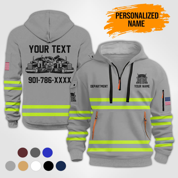 Personalized Name Semi Truck 3D Printed Quarter Zip Hoodie TZ993