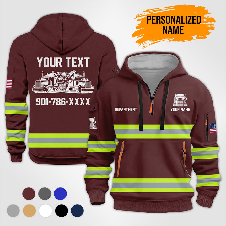 Personalized Name Semi Truck 3D Printed Quarter Zip Hoodie TZ993