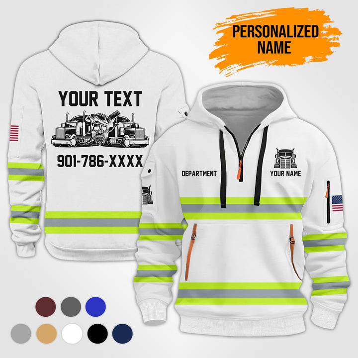 Personalized Name Semi Truck 3D Printed Quarter Zip Hoodie TZ993
