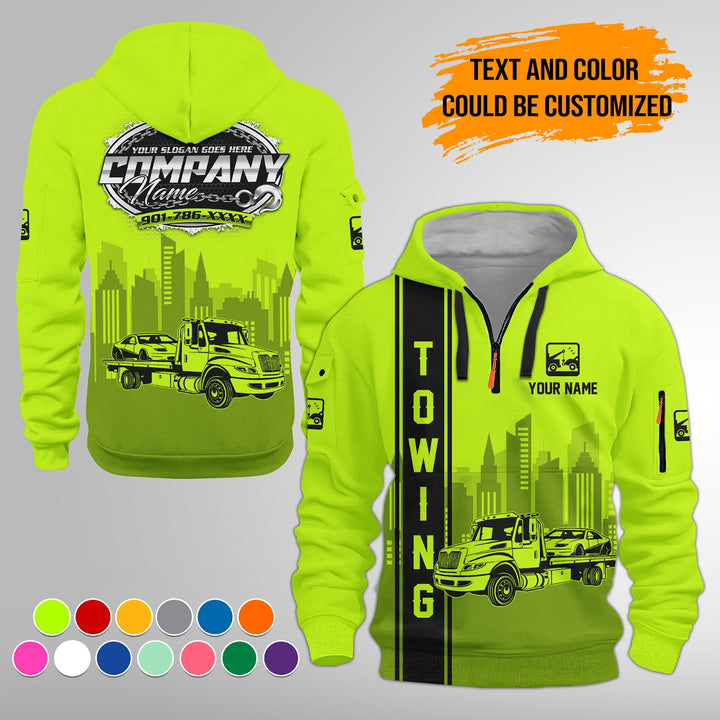 Personalized Name Tow Truck 3D Printed Quarter Zip Hoodie FY425