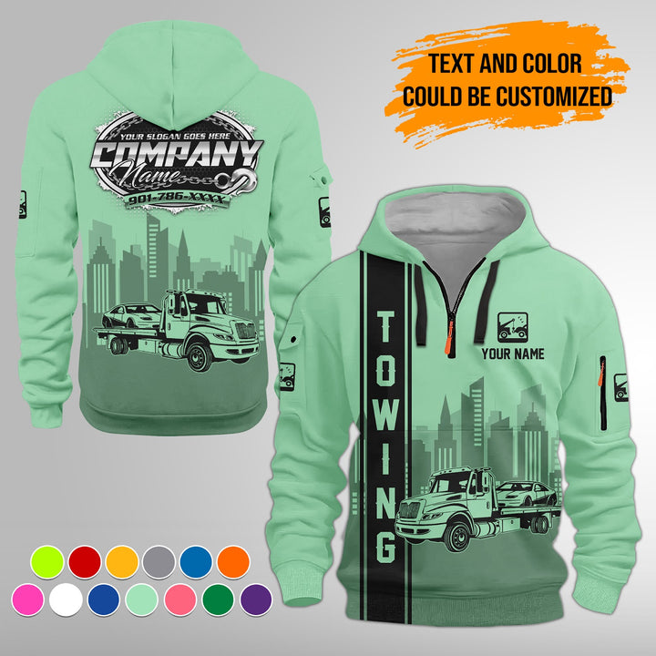 Personalized Name Tow Truck 3D Printed Quarter Zip Hoodie FY425