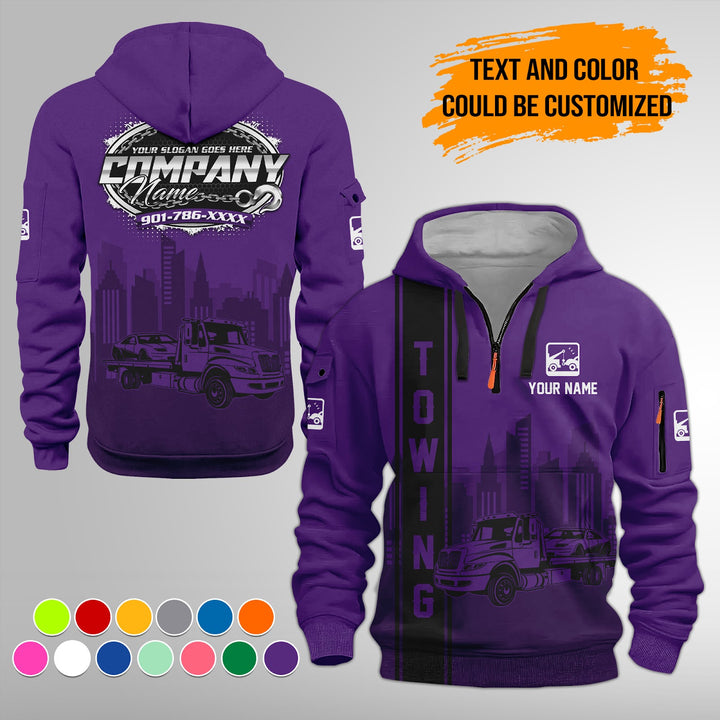 Personalized Name Tow Truck 3D Printed Quarter Zip Hoodie FY425