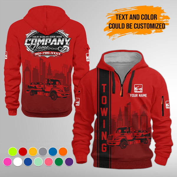 Personalized Name Tow Truck 3D Printed Quarter Zip Hoodie FY425