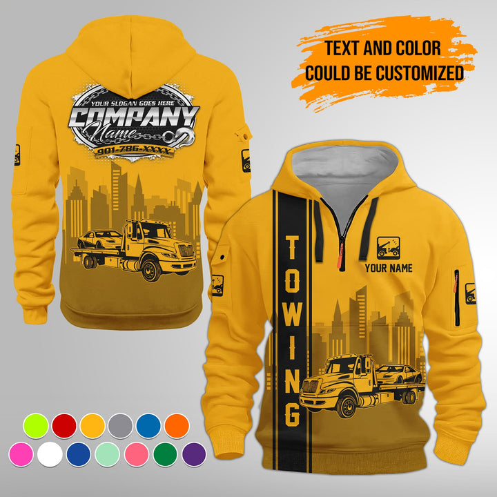 Personalized Name Tow Truck 3D Printed Quarter Zip Hoodie FY425