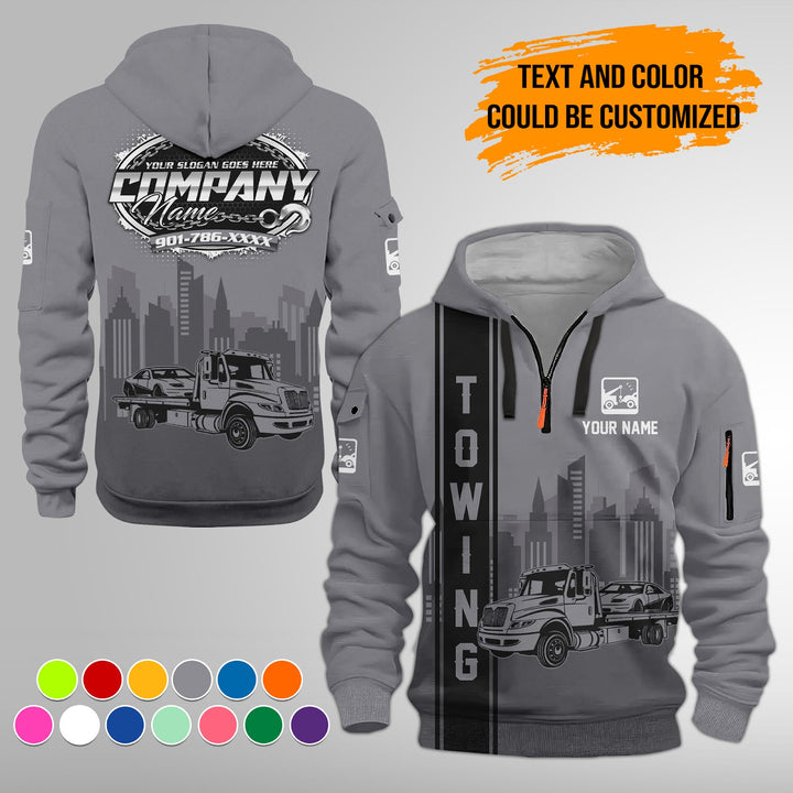 Personalized Name Tow Truck 3D Printed Quarter Zip Hoodie FY425