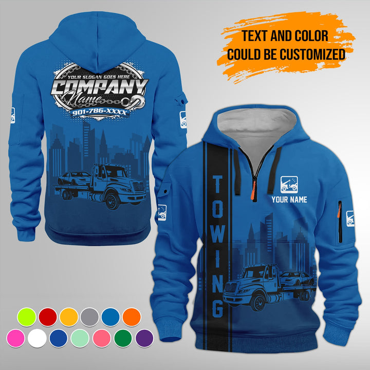 Personalized Name Tow Truck 3D Printed Quarter Zip Hoodie FY425