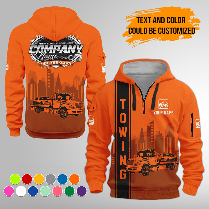 Personalized Name Tow Truck 3D Printed Quarter Zip Hoodie FY425