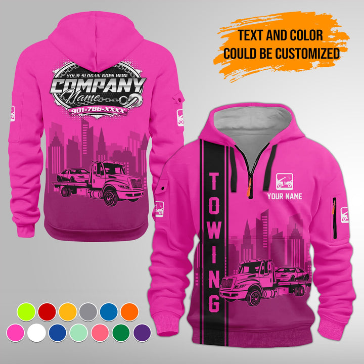 Personalized Name Tow Truck 3D Printed Quarter Zip Hoodie FY425
