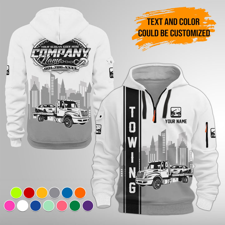 Personalized Name Tow Truck 3D Printed Quarter Zip Hoodie FY425