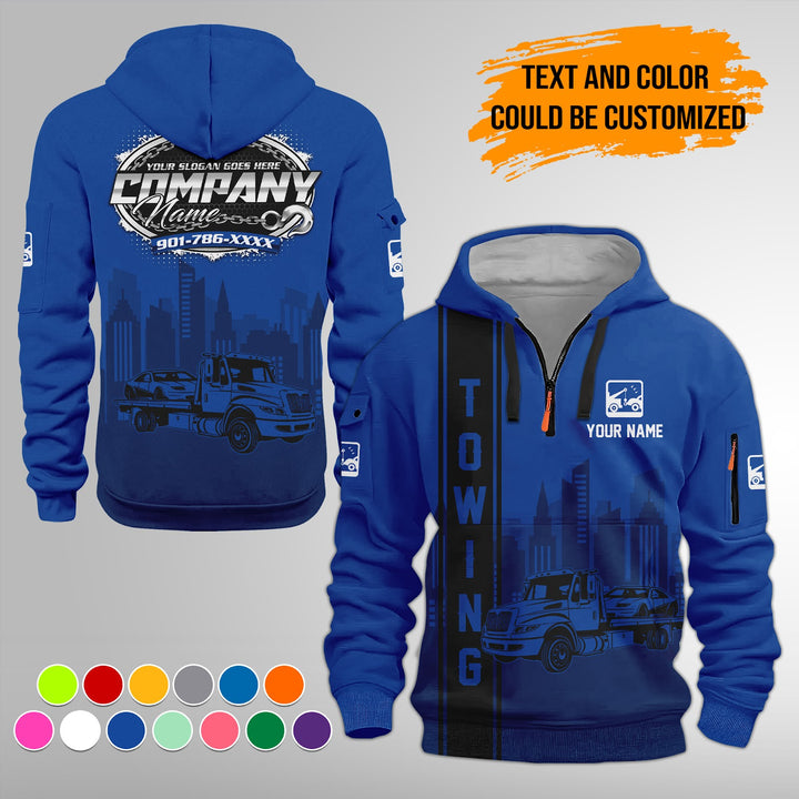 Personalized Name Tow Truck 3D Printed Quarter Zip Hoodie FY425