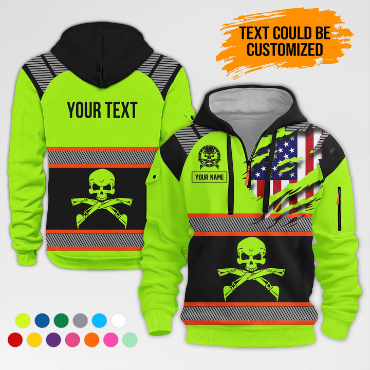 Customized Name And Text Uniform 3D Printed Quarter Zip Hoodie AZ380