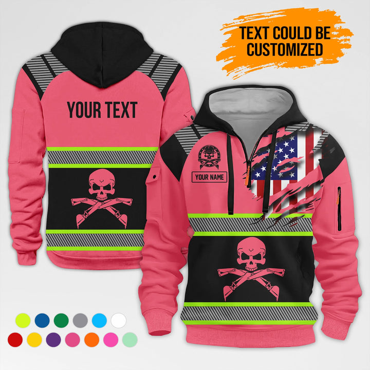 Customized Name And Text Uniform 3D Printed Quarter Zip Hoodie AZ380