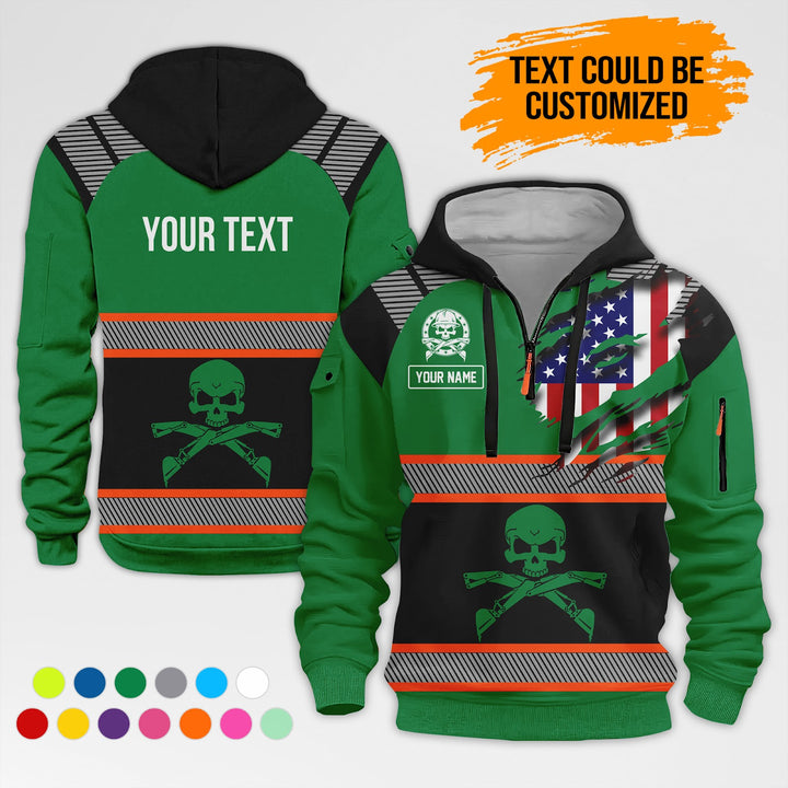 Customized Name And Text Uniform 3D Printed Quarter Zip Hoodie AZ380