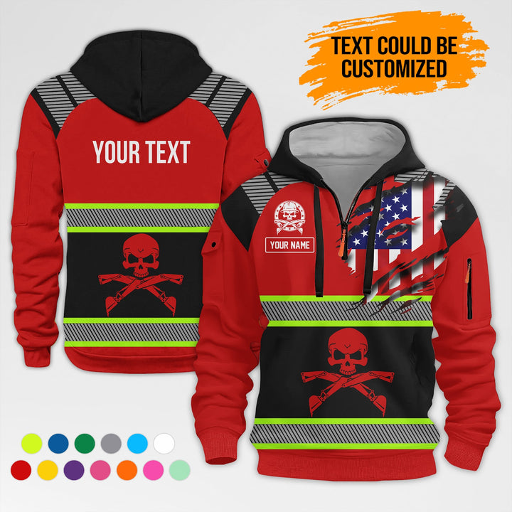 Customized Name And Text Uniform 3D Printed Quarter Zip Hoodie AZ380