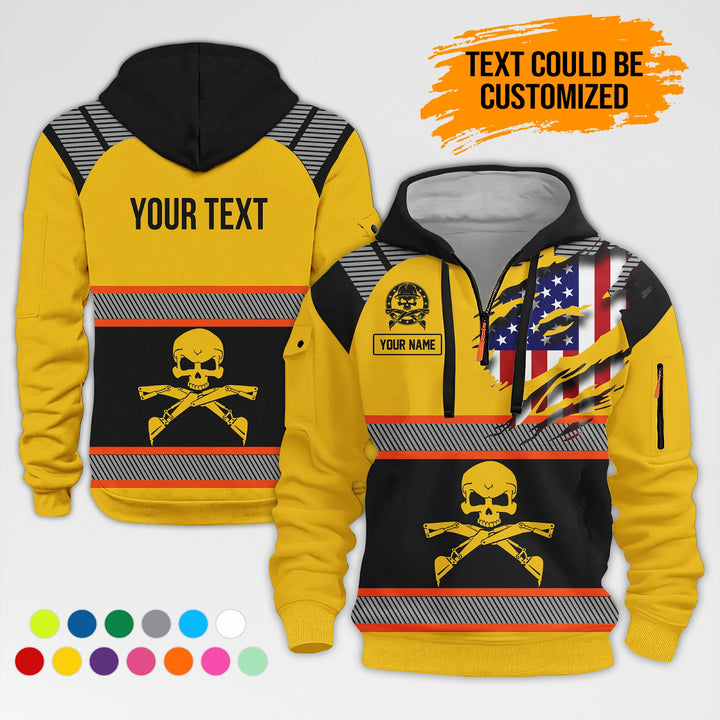 Customized Name And Text Uniform 3D Printed Quarter Zip Hoodie AZ380