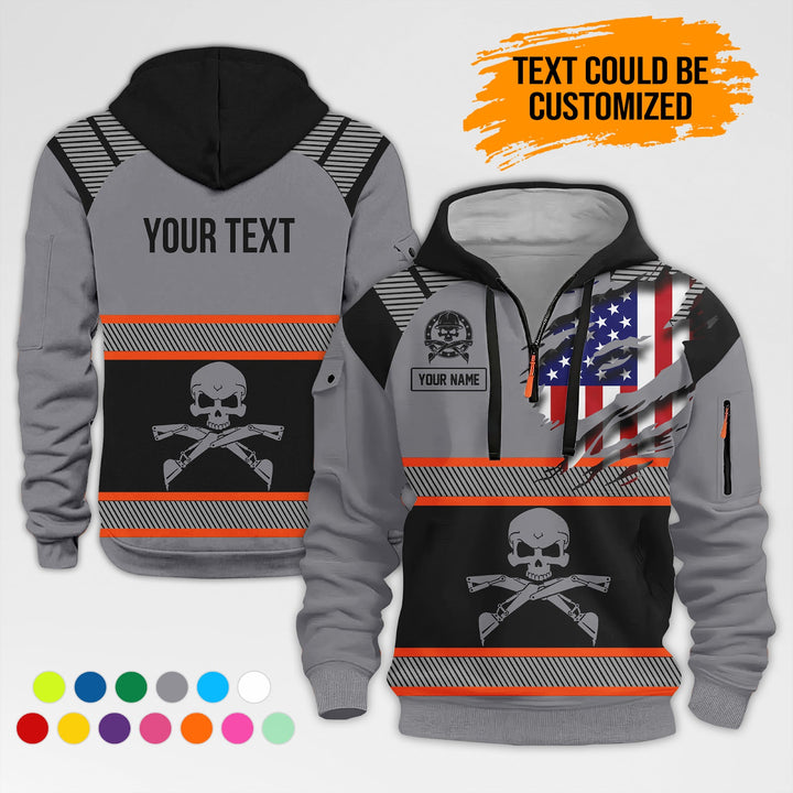 Customized Name And Text Uniform 3D Printed Quarter Zip Hoodie AZ380