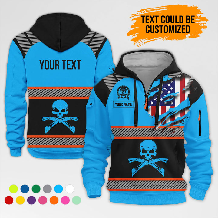 Customized Name And Text Uniform 3D Printed Quarter Zip Hoodie AZ380