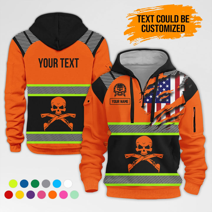 Customized Name And Text Uniform 3D Printed Quarter Zip Hoodie AZ380