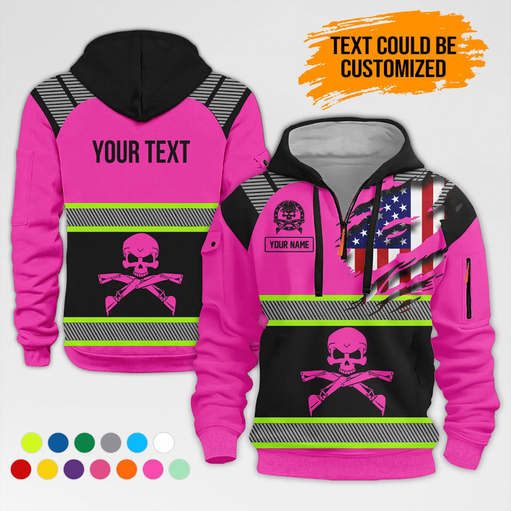 Customized Name And Text Uniform 3D Printed Quarter Zip Hoodie AZ380