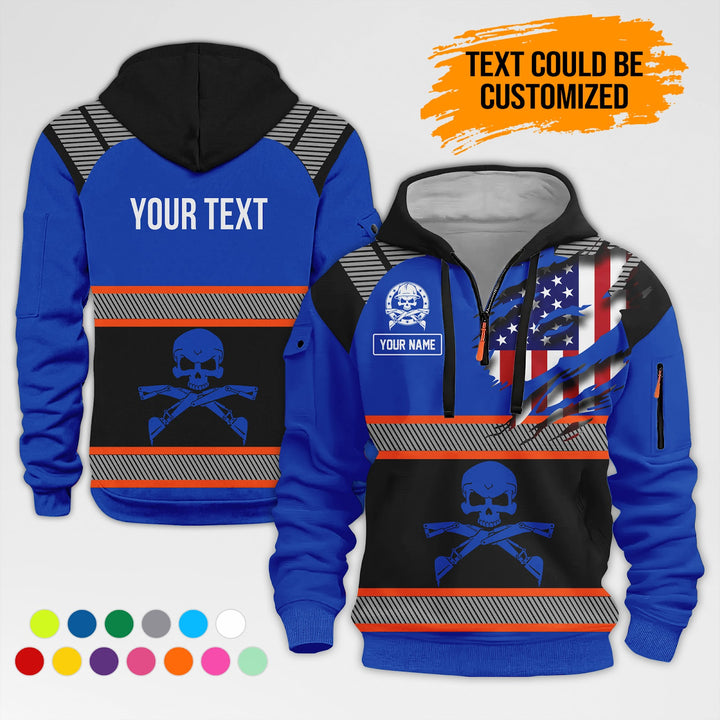 Customized Name And Text Uniform 3D Printed Quarter Zip Hoodie AZ380