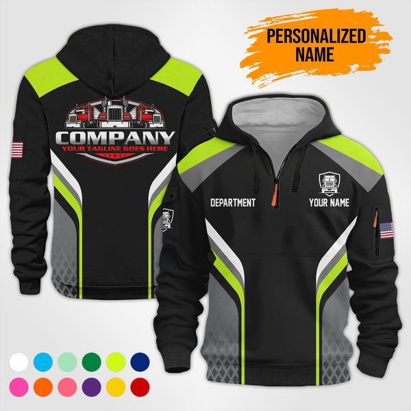 Personalized Name Semi Truck 3D Printed Quarter Zip Hoodie PU670