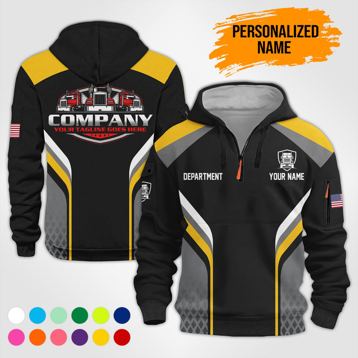 Personalized Name Semi Truck 3D Printed Quarter Zip Hoodie PU670